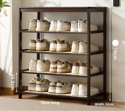 Meuble à chaussure bas d'entrée en bois massif - 5 étages-70cm