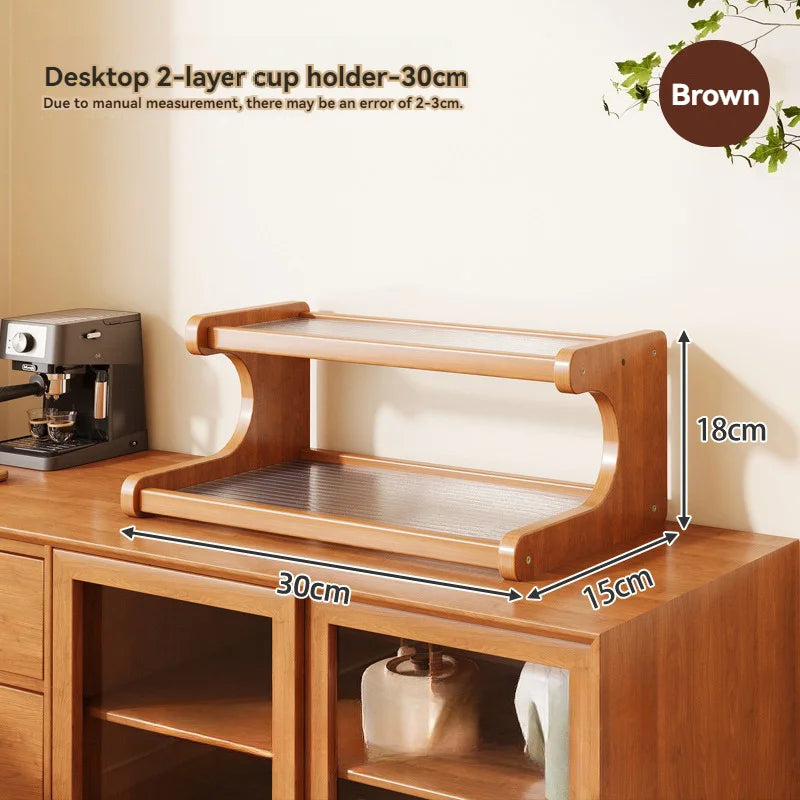 Étagère café en bois de bambou - 2F 30cm