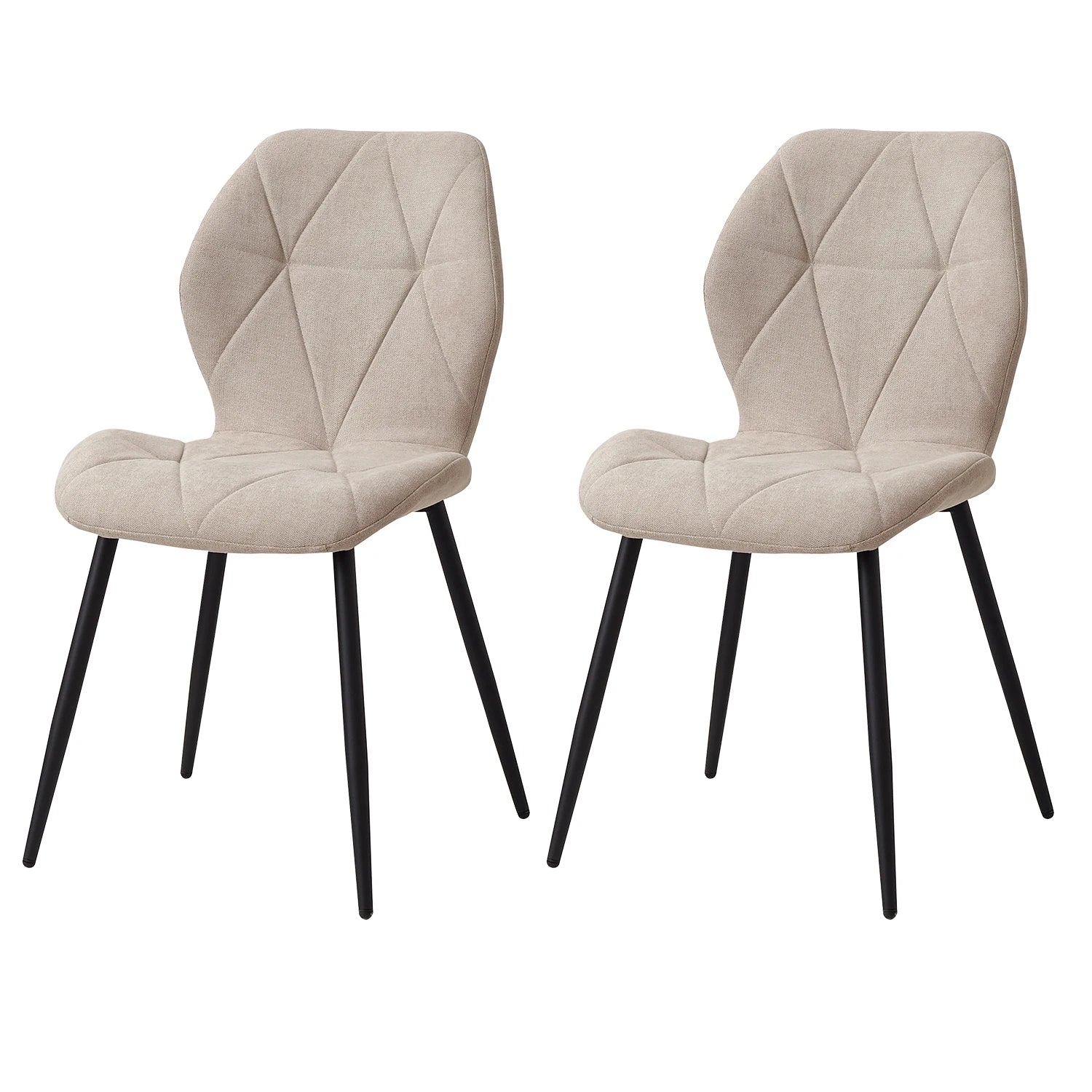 Chaise salle à manger marron / Beige / Vert en lin par lot de 2/4/6 pièces - 2PCS Beige Chaise salle à manger