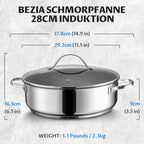 Poêle inox à frire en forme de marmite -
