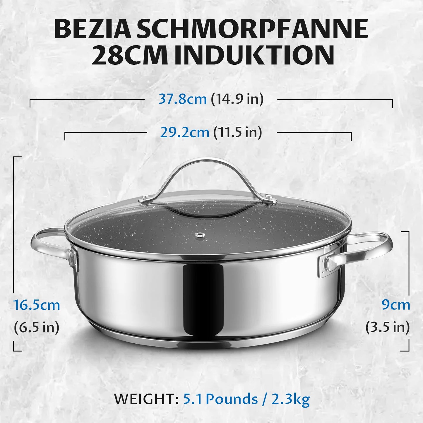Poêle inox à frire en forme de marmite -
