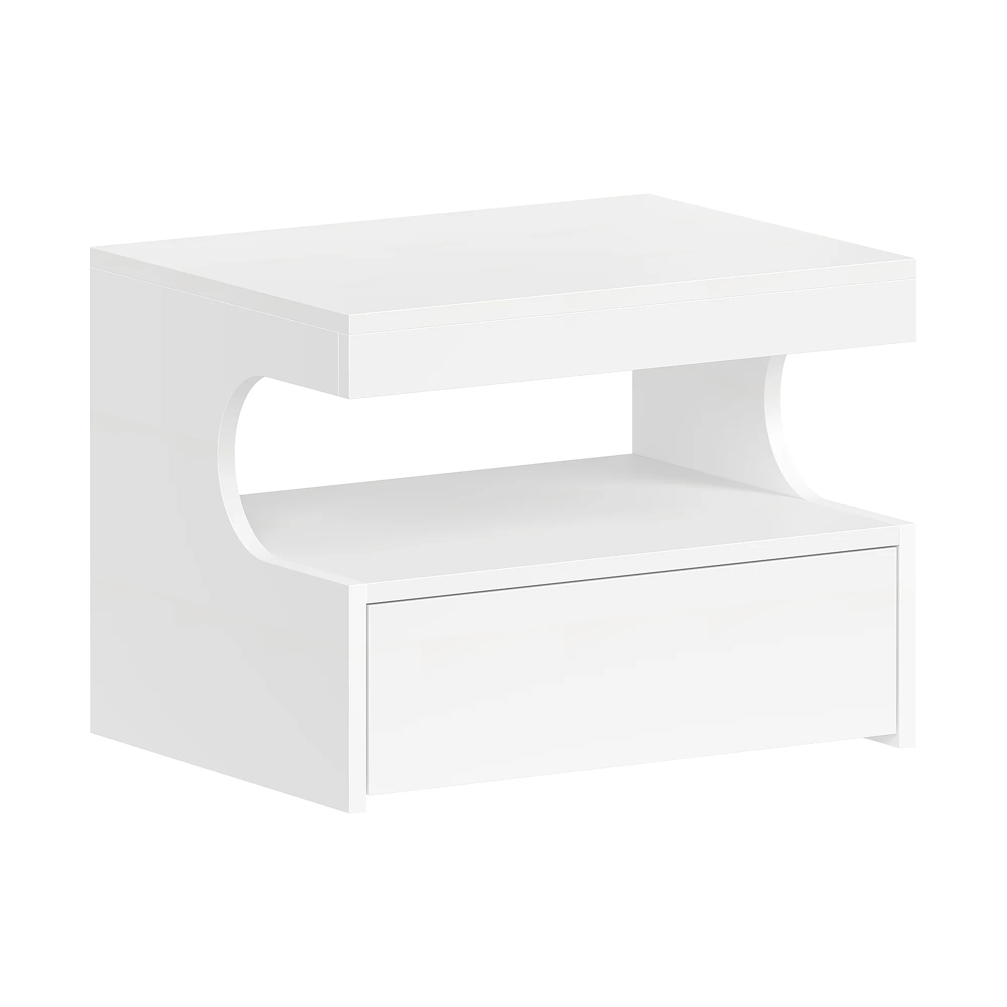 Table de nuit flottante blanche pour chambre - 1 pièce - Blanc Table de nuit