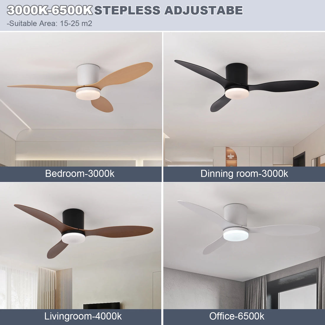 ventilateur silencieux Moderne Noir Blanc -