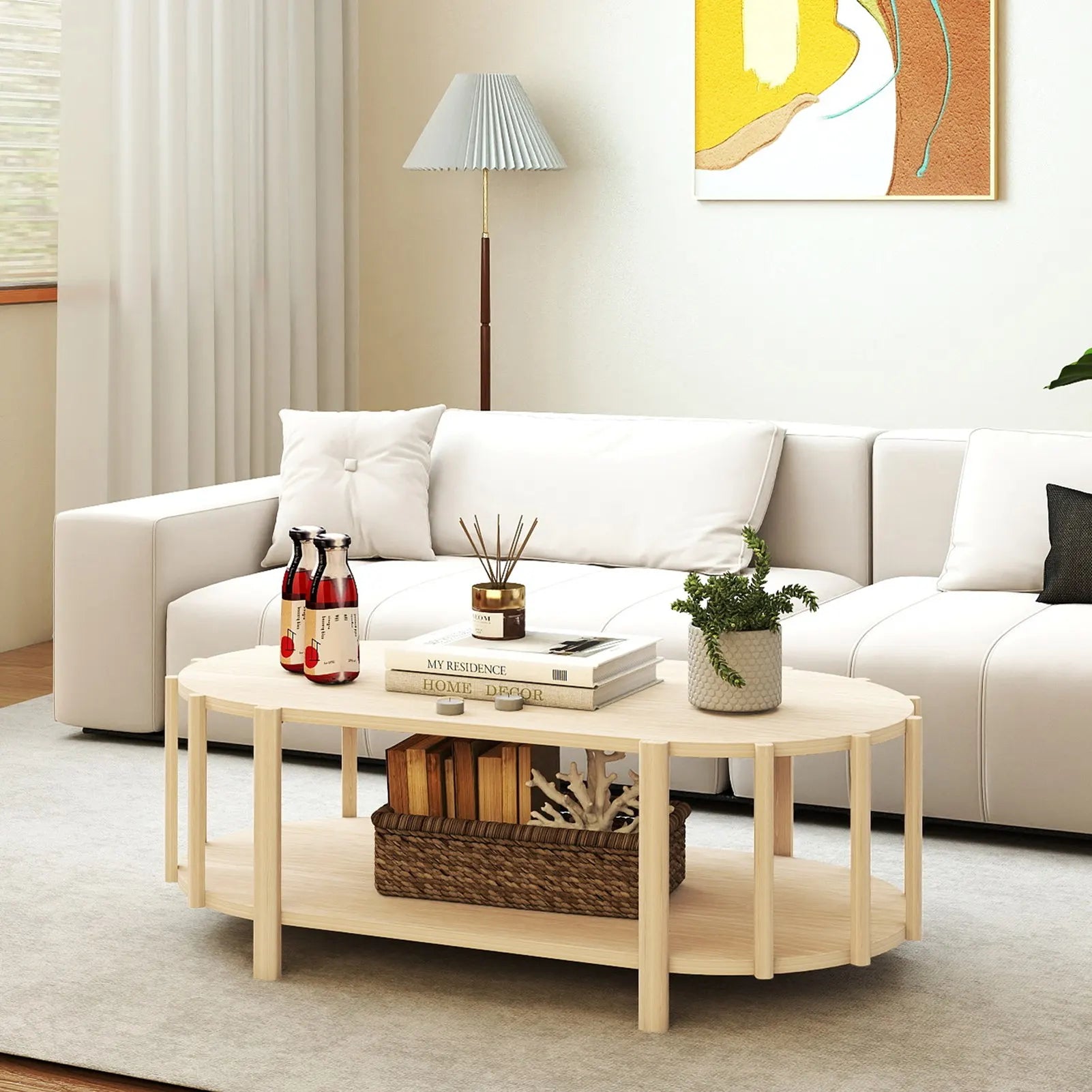 Table basse bois double plateau -