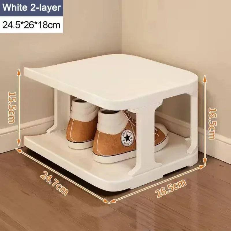 Meuble à chaussure d'entrée en forme de cube simple - Blanc 2 couches