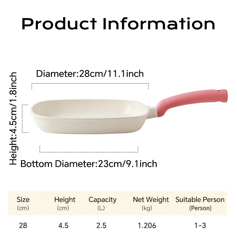 Poêle céramique rectangulaire non toxique -