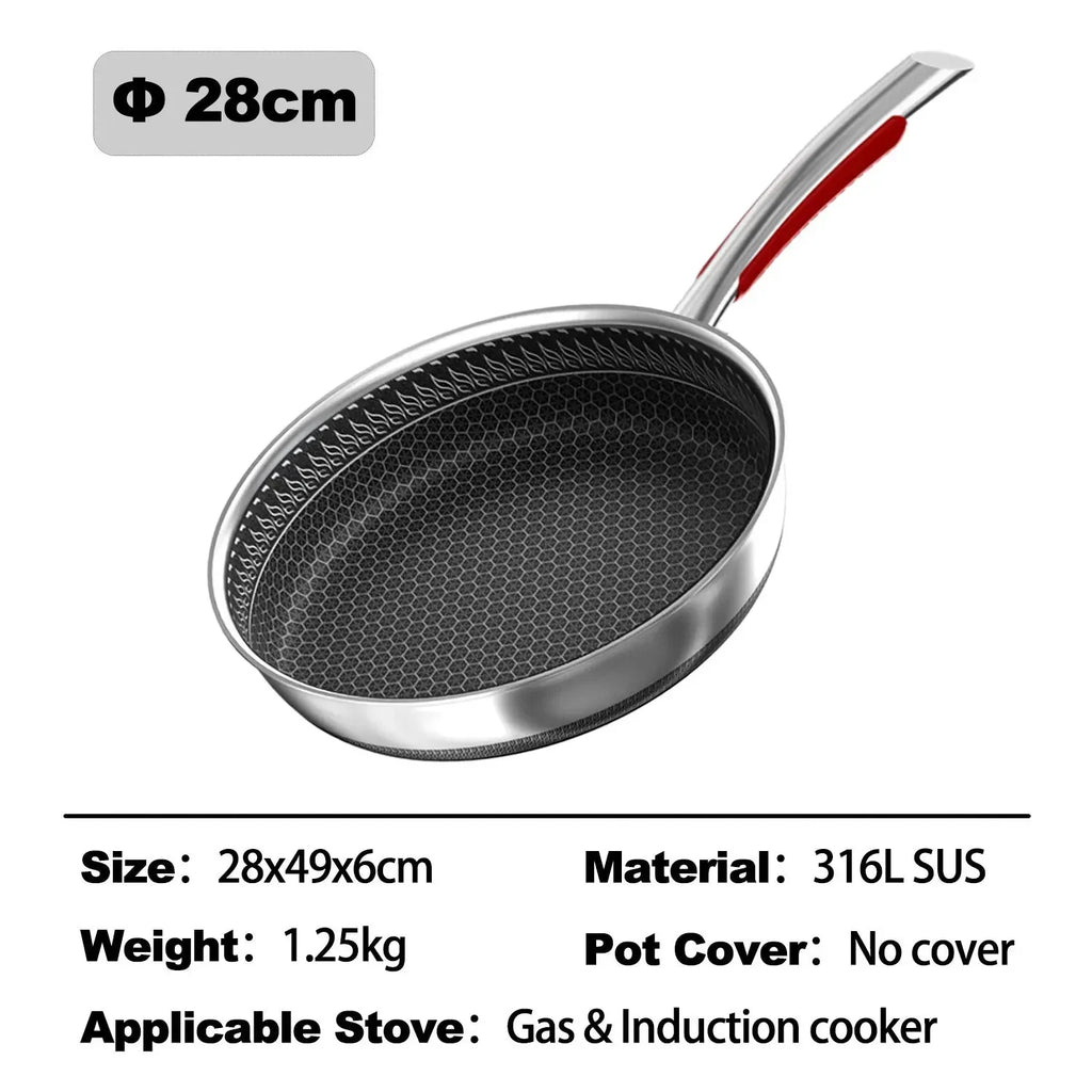 Poêle inox antiadhésif haut de gamme - 28cm sans couvercle