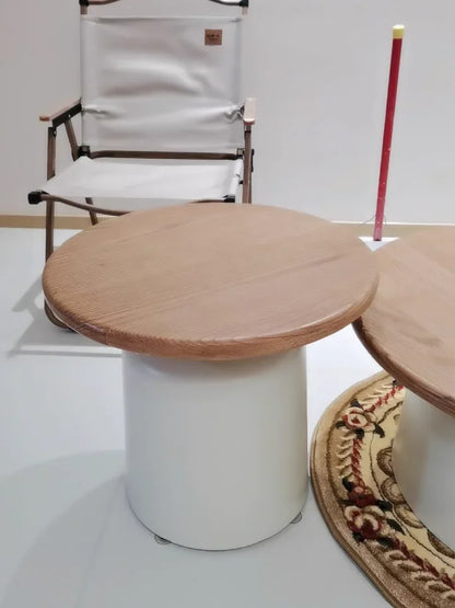 Table basse ronde 2 en 1 de style nordique noyer -