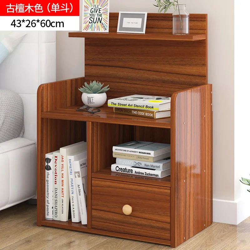 Table de nuit bibliothèque en bois - E - 43x26x60cm