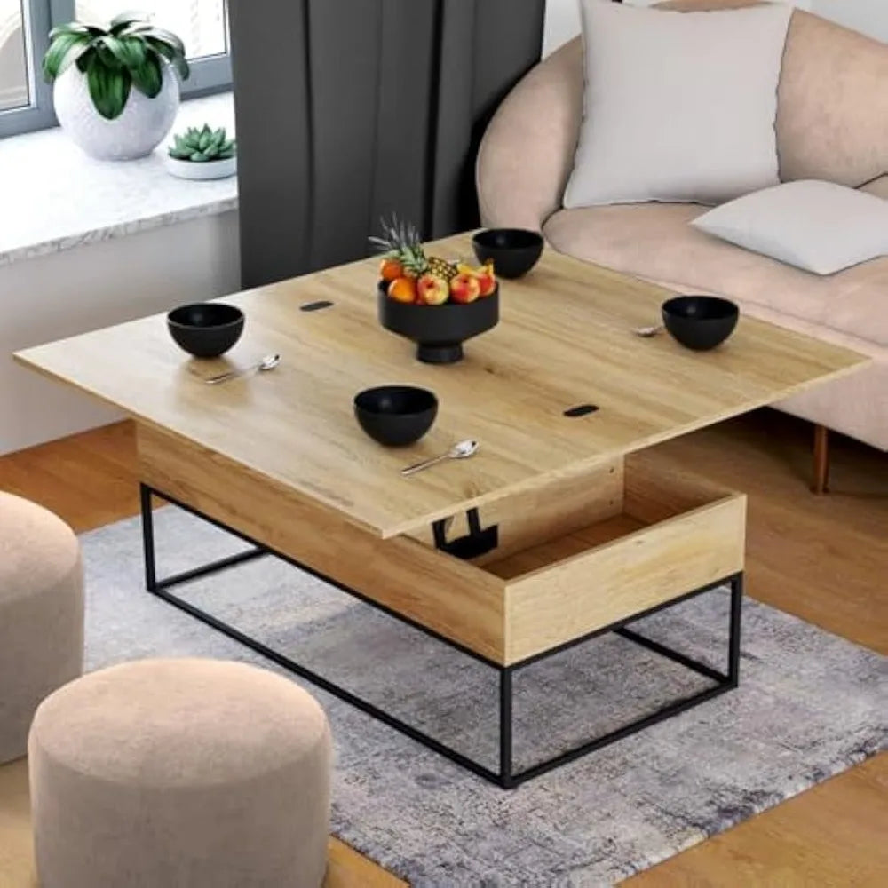 Table basse industriel au design moderne en bois -