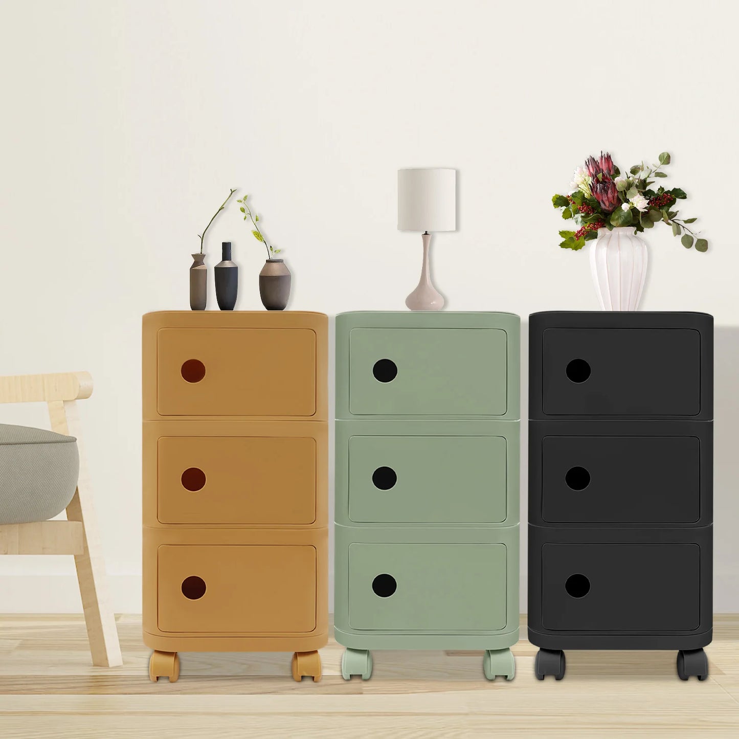 Table de chevet 3 niveaux en ABS -