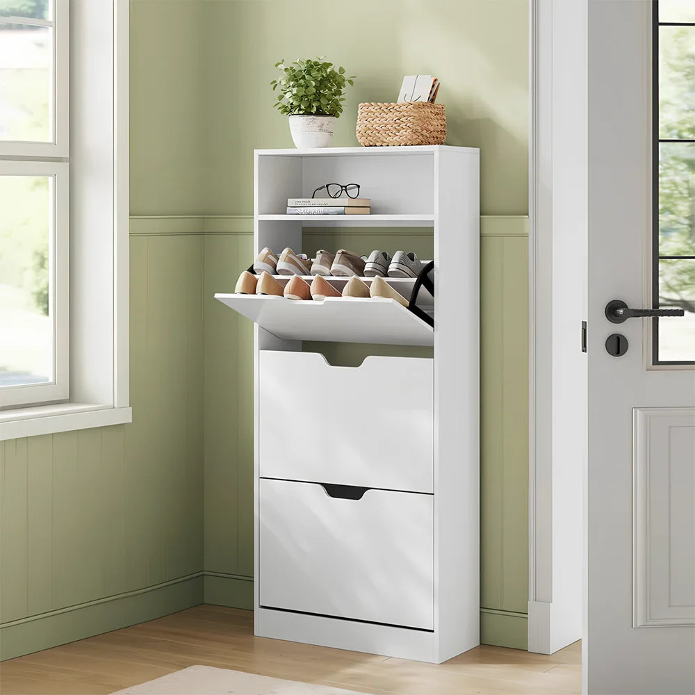 Meuble à chaussure magnifique à 3 tiroirs rabattables -