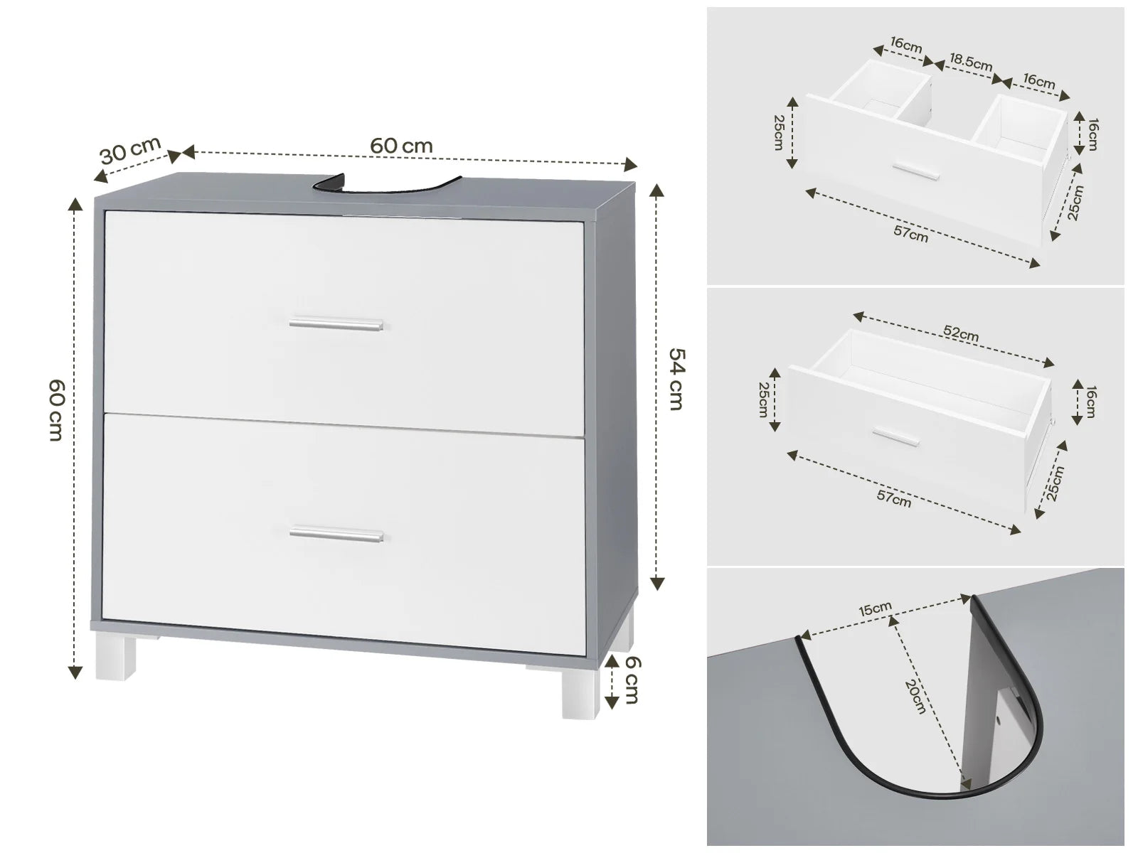 Meuble salle de bain design luxe simple 60x30x60cm -