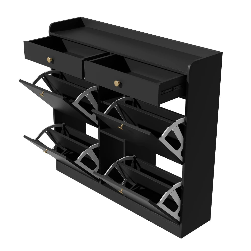 Meuble à chaussure blanc avec 4 portes pliantes -