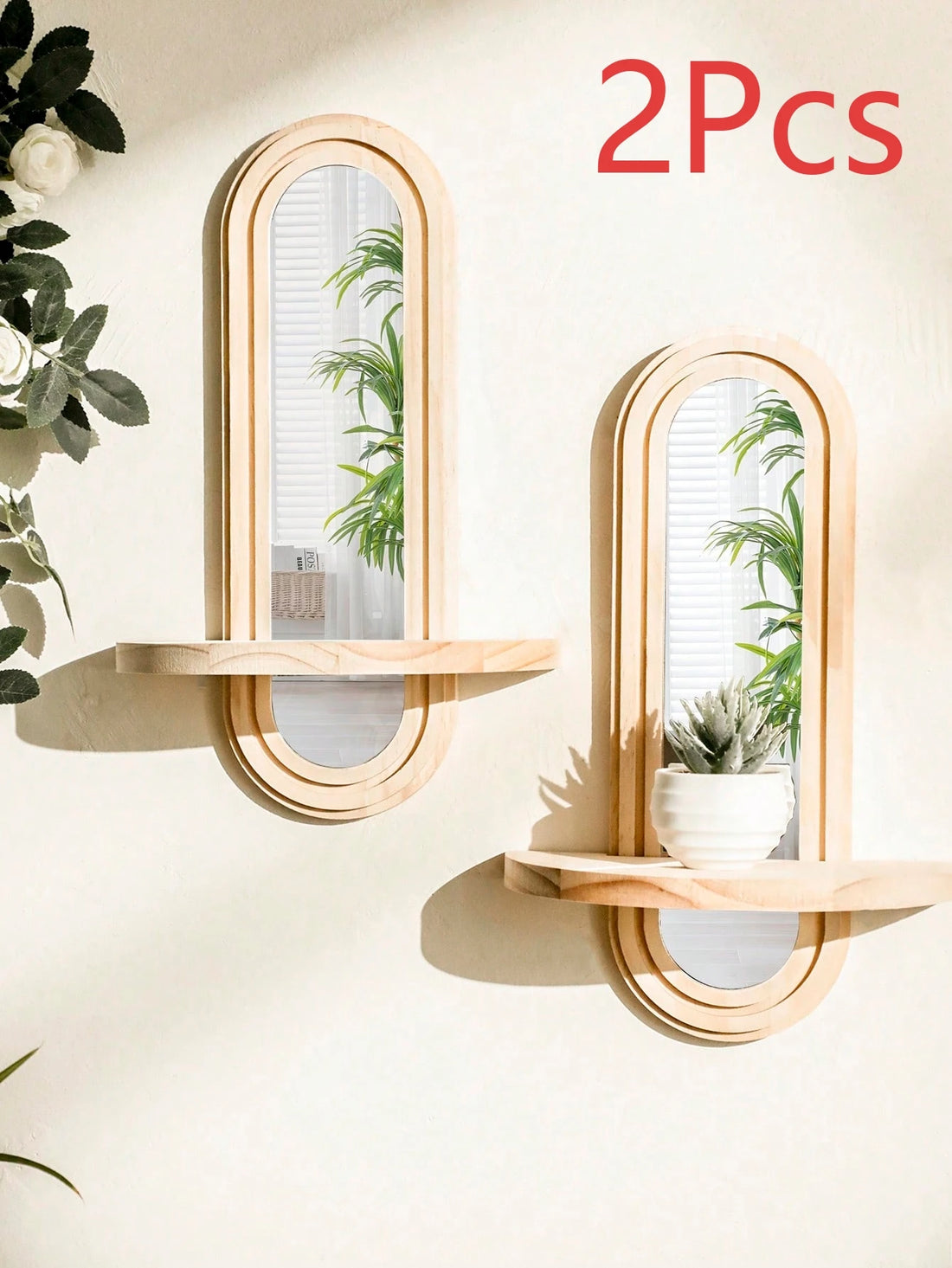 étagère murale scandinave avec miroir - 2pcs étagère Murale