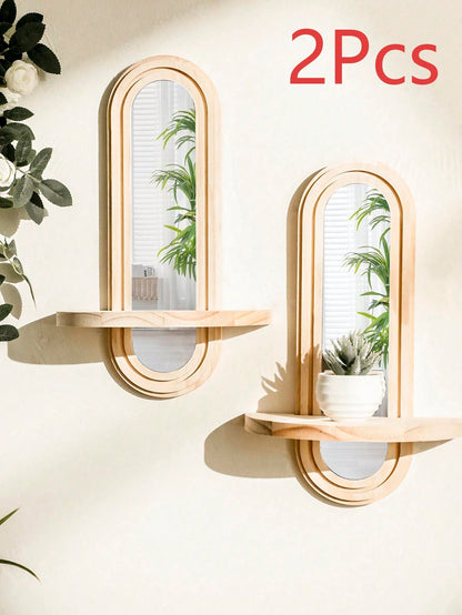 étagère murale scandinave avec miroir - 2pcs étagère Murale
