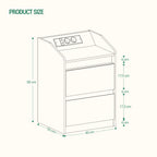 Table de chevet noir de forme géométrique avec 2 tiroirs -