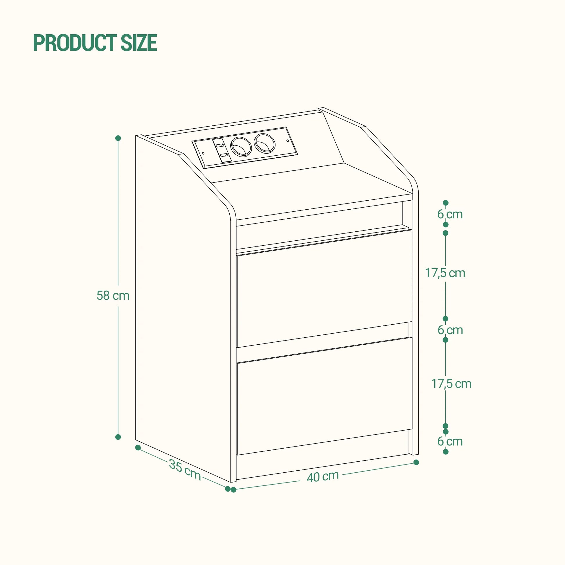 Table de nuit d'appoint élégant avec multiprise -