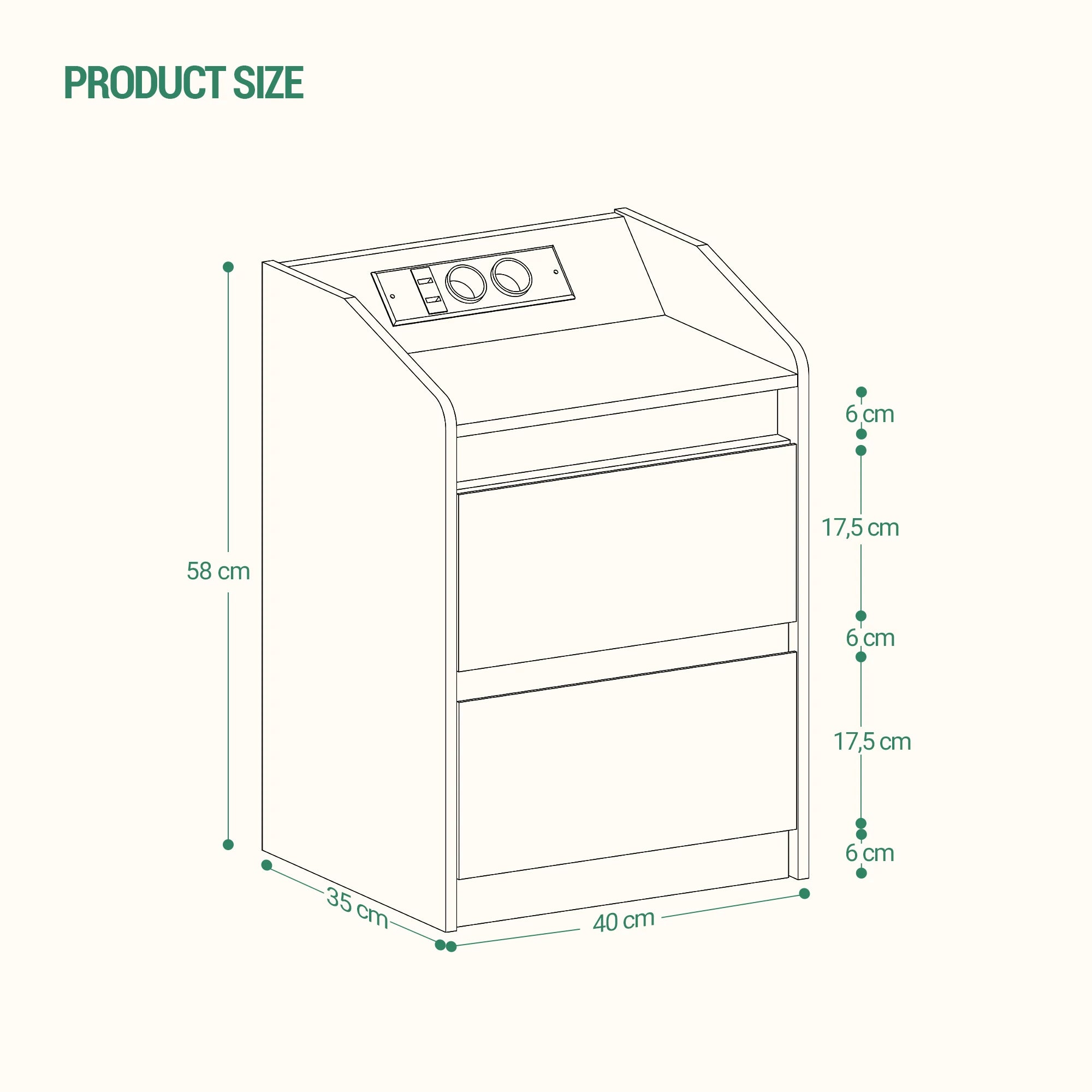 Table de nuit d'appoint élégant avec multiprise -
