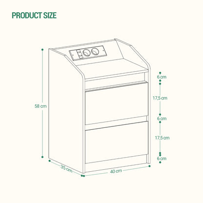 Table de nuit d'appoint élégant avec multiprise -