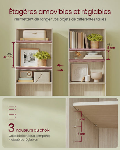 Étagère livre beige naturelle 24 x 60 x 178.5 cm, -