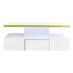 Table basse rectangulaire moderne et brillante avec éclairage LED -