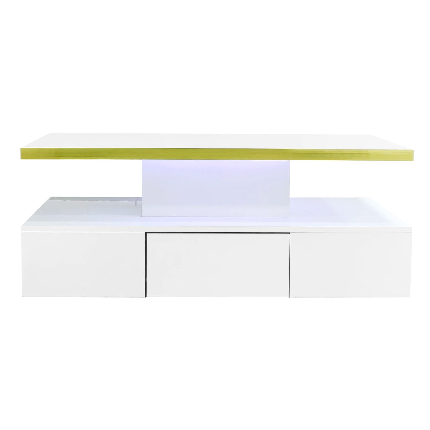 Table basse rectangulaire moderne et brillante avec éclairage LED -