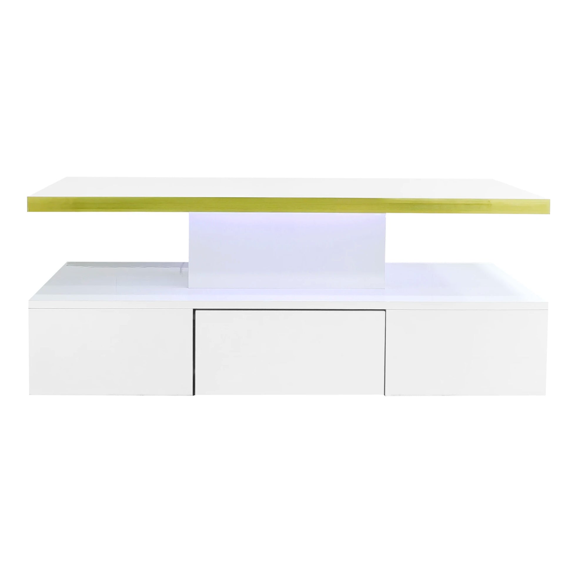 Table basse rectangulaire moderne et brillante avec éclairage LED -