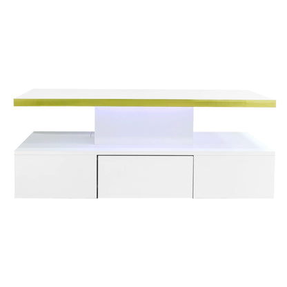 Table basse rectangulaire moderne et brillante avec éclairage LED -