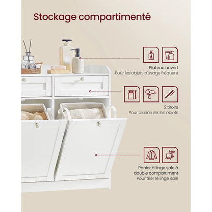 Meuble salle de bain avec panier linge -