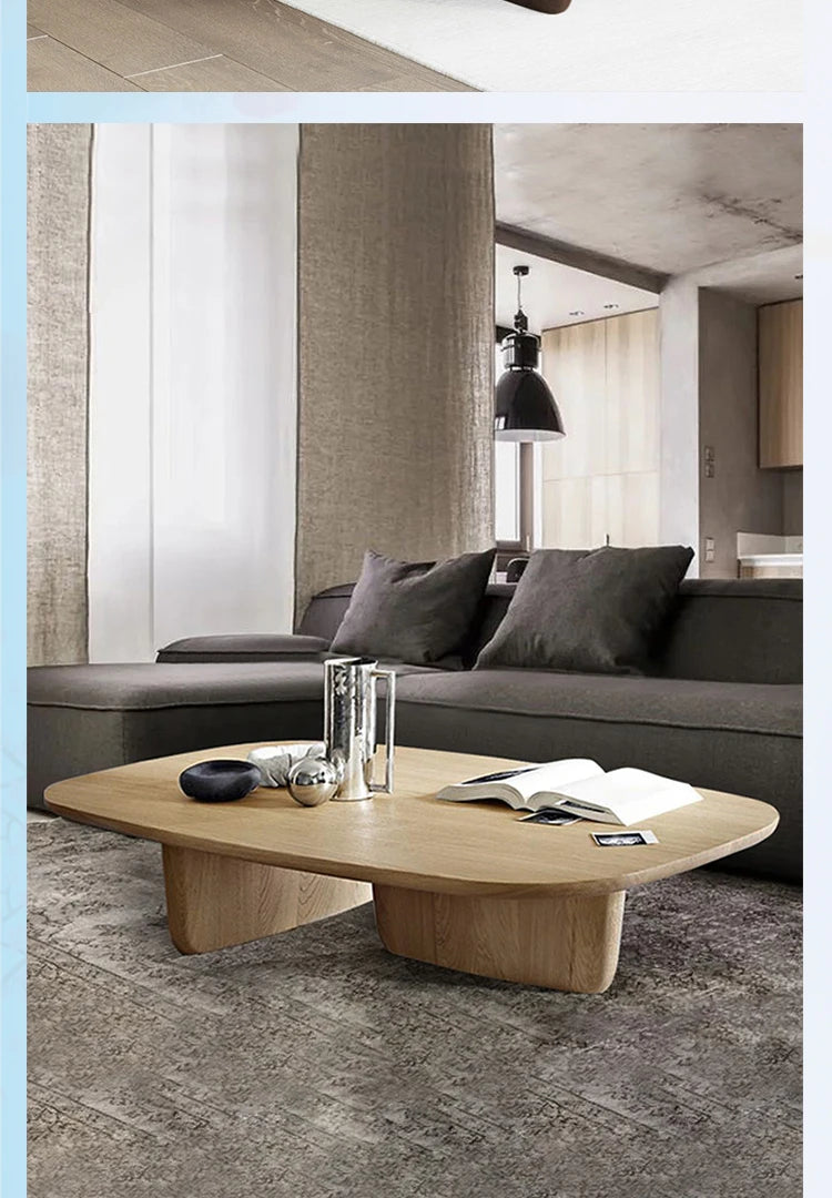 Table basse bois ovale noyer -