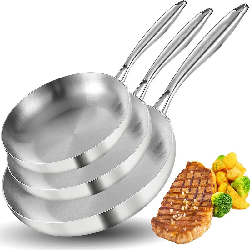 Poêle en acier inox argentée -