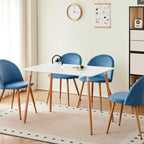 Chaise salle à manger bleu 4 ensemble en velours et pieds métal -