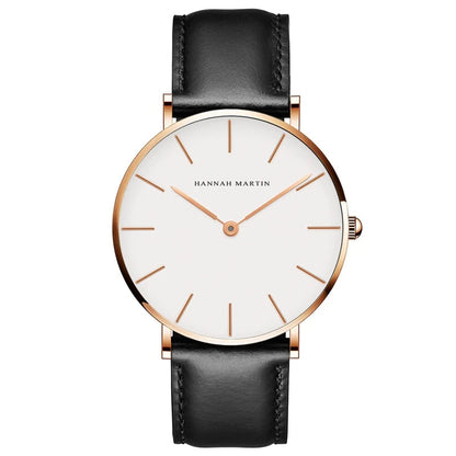 Montre Homme Noble En Cuir - Hannah Martin - Noir Gold