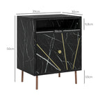 Table de nuit effet marbre 39X30X50 cm Noir -