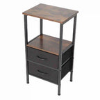 Table de chevet en MDF et acier carbone à 2 tiroirs - Marron Table de chevet