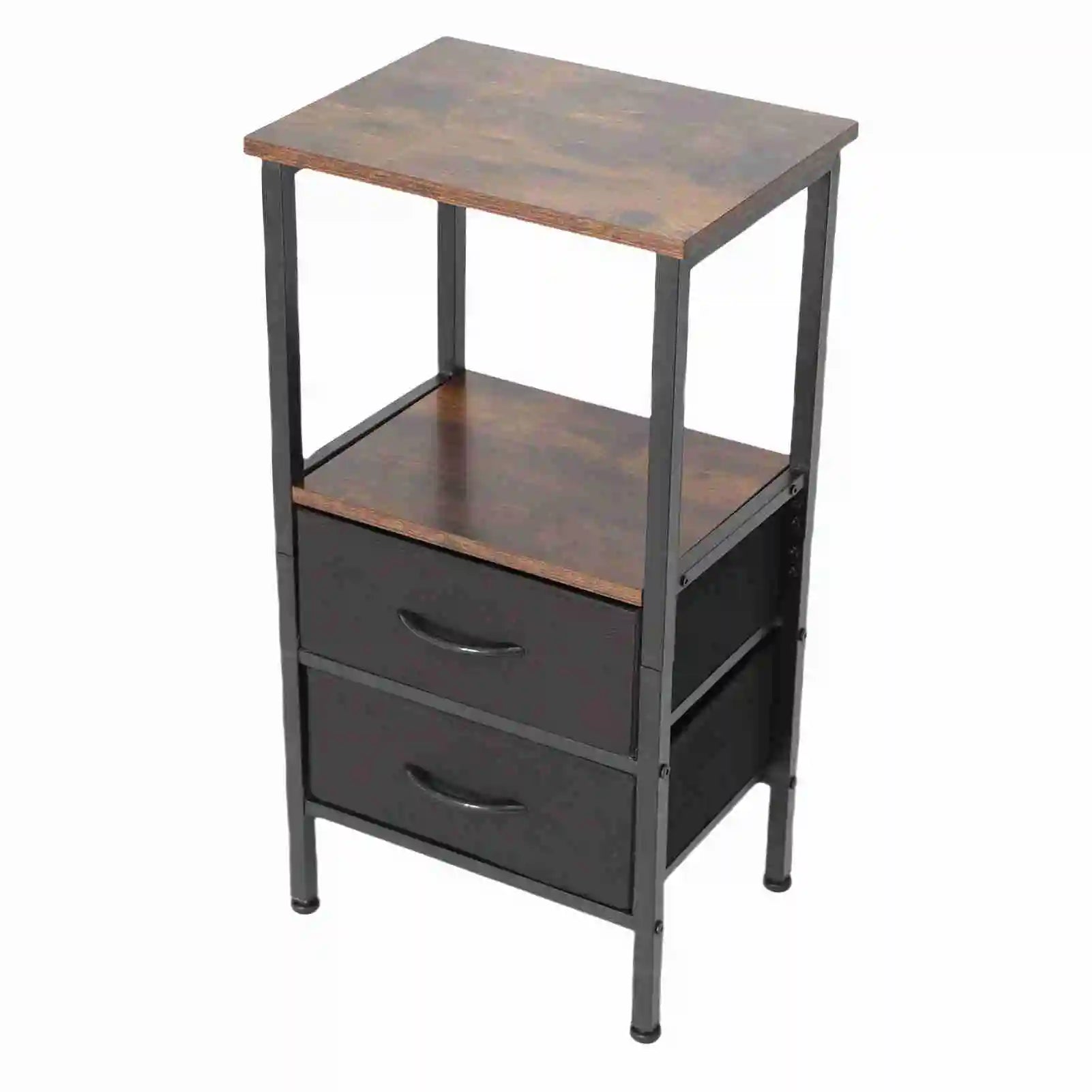 Table de chevet en MDF et acier carbone à 2 tiroirs - Marron Table de chevet