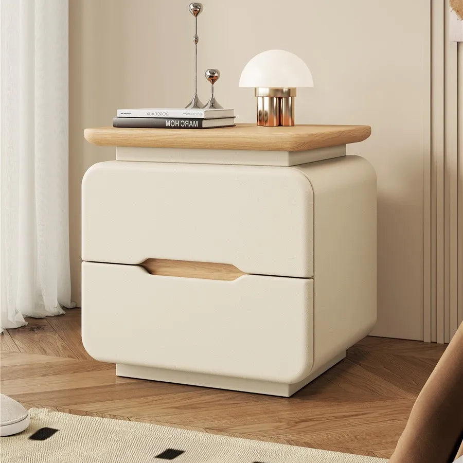 Table de nuit en bois massif couleur crème premium - Style A2 45x37x51cm