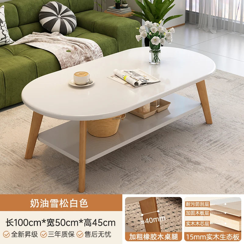 Table basse bois design à doubles plateaux - 100x50x45CM 4