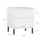 Table de chevet blanche à 4 pieds noirs -