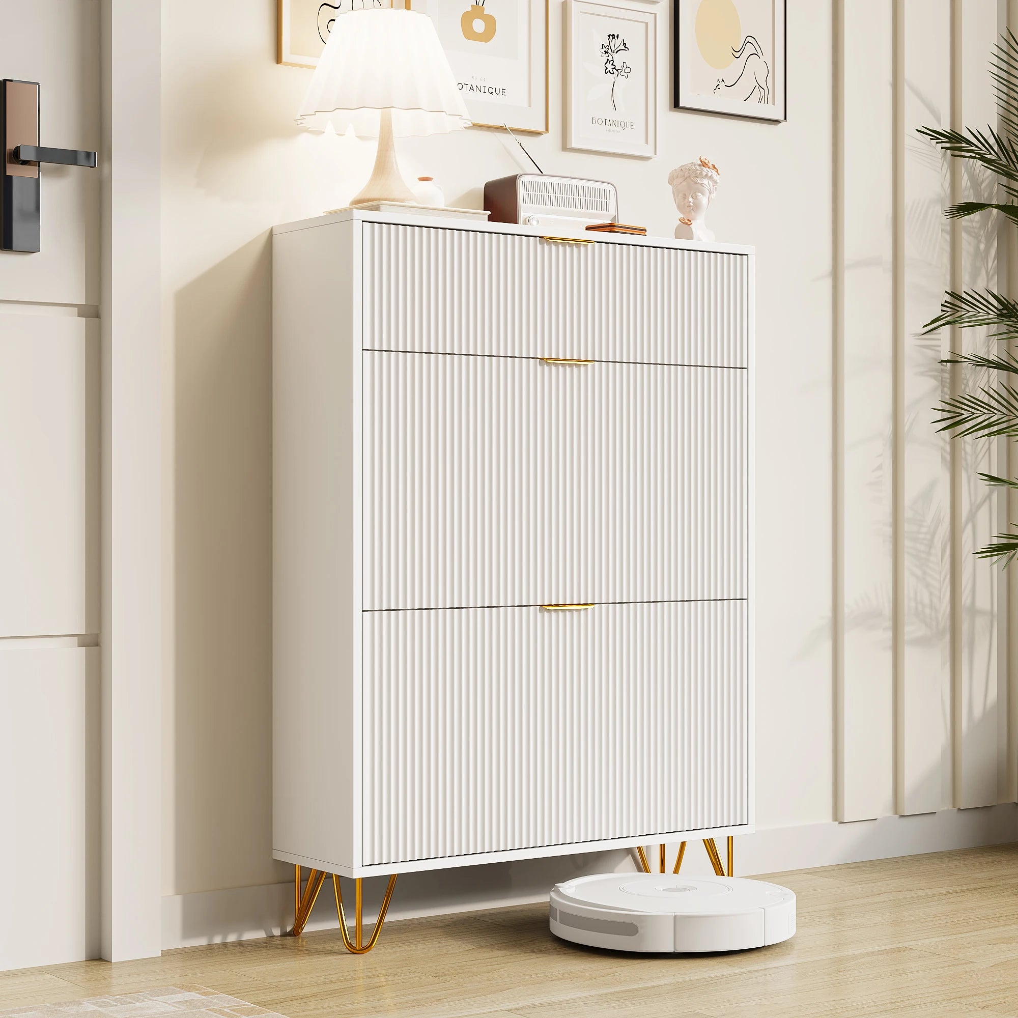 Meuble à chaussure moderne en bois blanc -