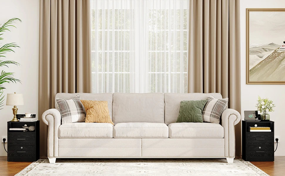 Lot de 2 Table de chevet led avec station de charge -