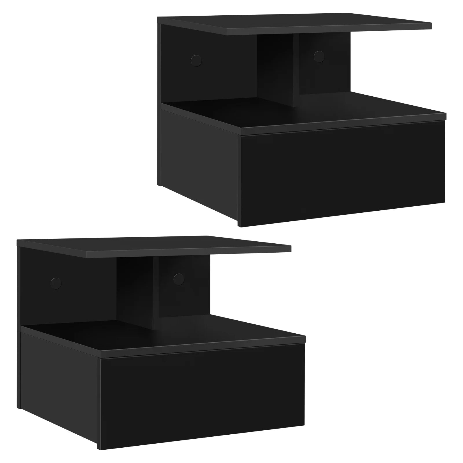 Table de chevet suspendue en bois 2 ensembles - Noir Table de chevet