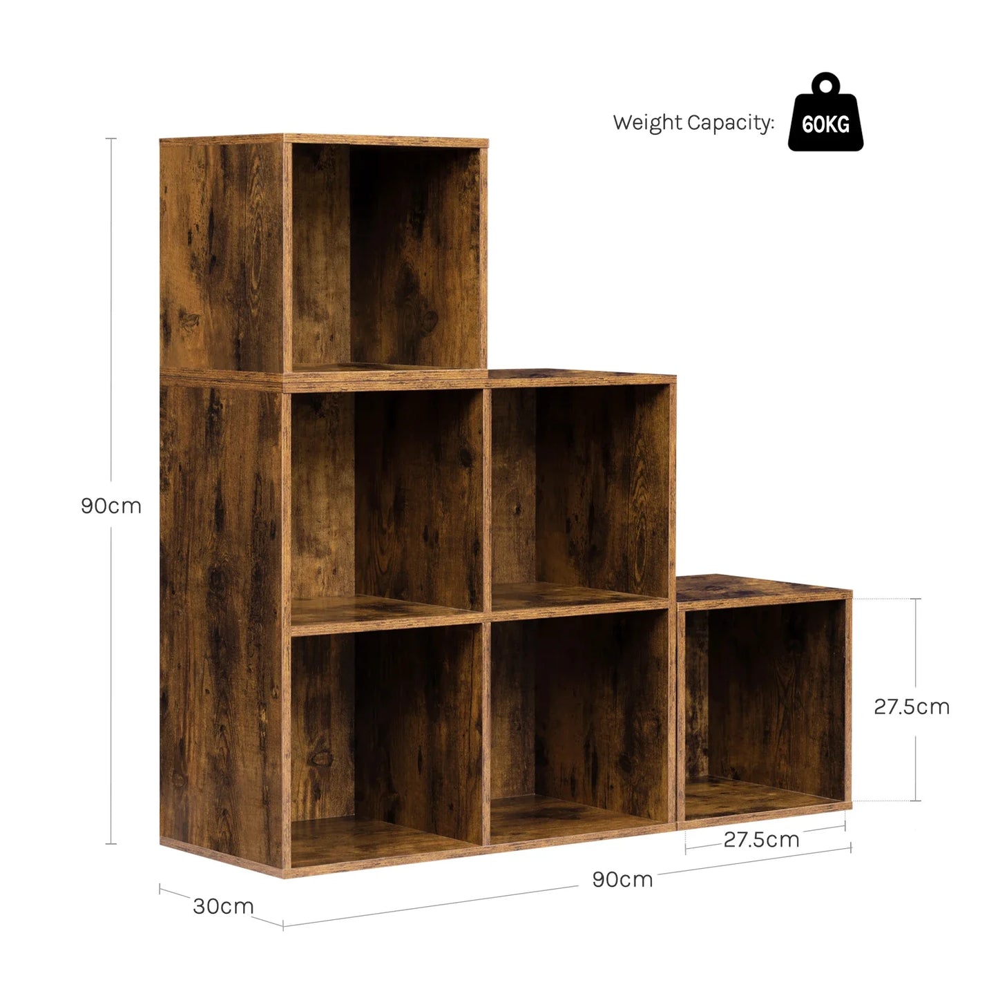 Étagère cube rangement en bois - Marron 90x90x30cm Étagère cube