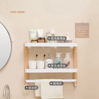 Étagère salle de bain de luxe en bois noyer -