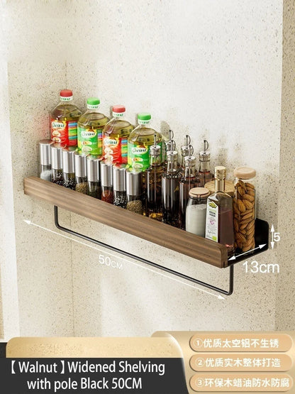 étagère murale bois massif - vendu à l'unité - Bois noir 50cm pole