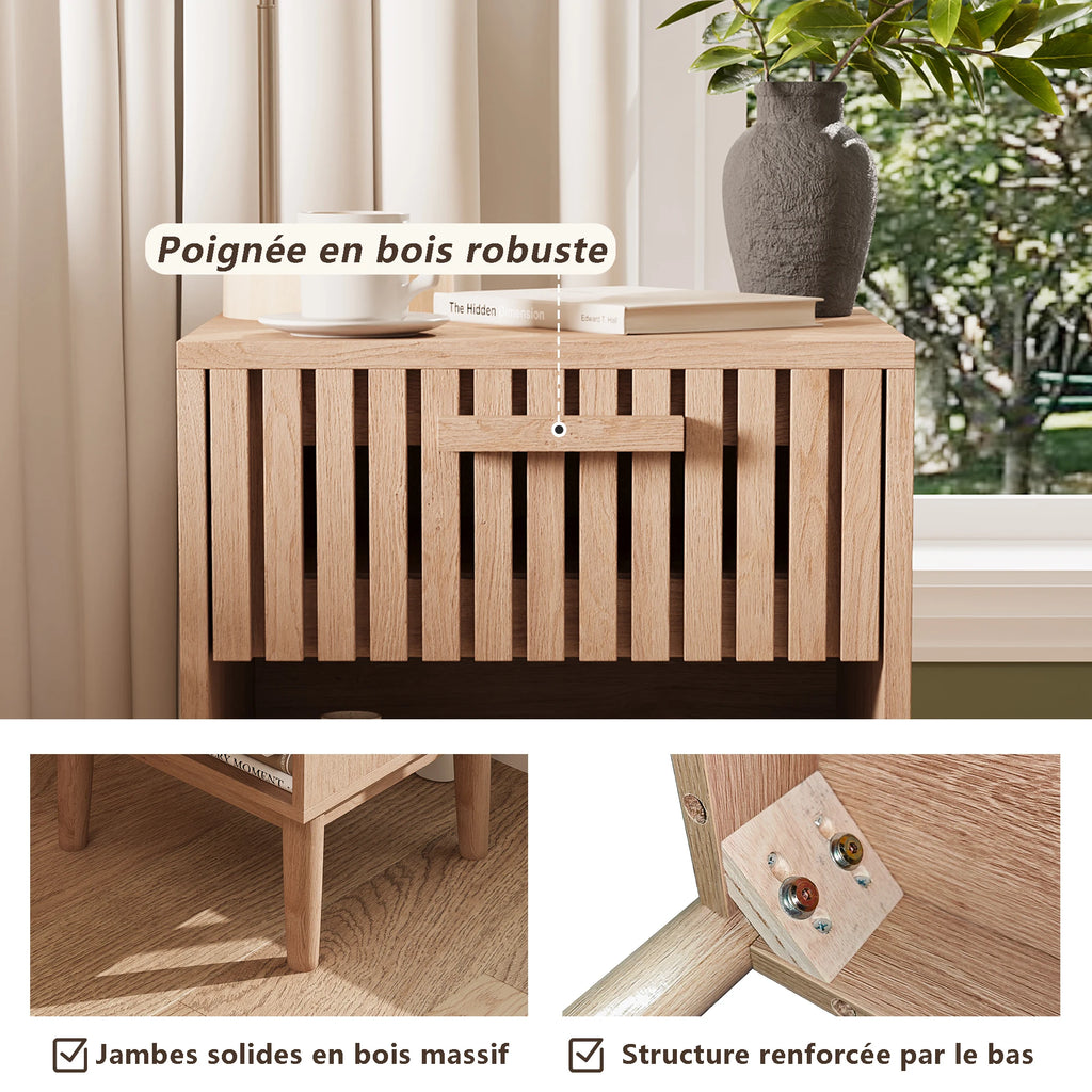 Table de nuit moderne en bois 2 ensembles -
