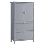 Meuble de rangement cuisine à 2 tiroirs et 2 portes - Gris Meuble à chaussure