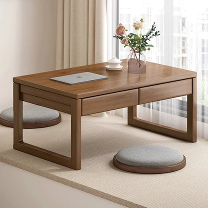 Table basse bureau japonais en bois naturel -