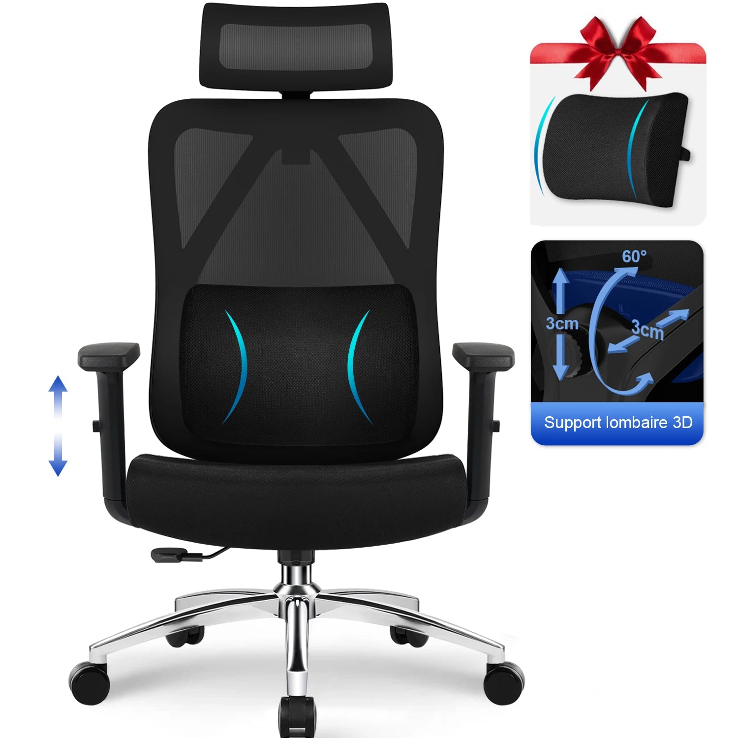 Chaise de bureau robuste inclinable - Noir Chaise de bureau